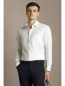 Louis Philippe - Men White Textured Full Sleeves Formal Shirt