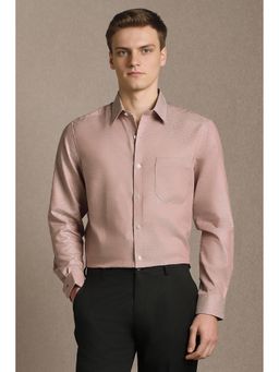 Louis Philippe - Men Pink Textured Full Sleeves Formal Shirt