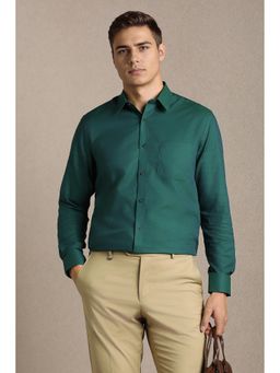 Louis Philippe - Men Green Textured Full Sleeves Formal Shirt