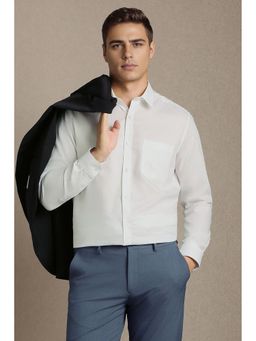 Louis Philippe - Men White Textured Full Sleeves Formal Shirt