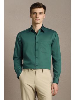 Louis Philippe - Men Green Solid Full Sleeves Formal Shirt