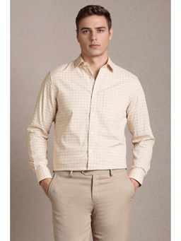 Louis Philippe - Men Beige Check Full Sleeves Formal Shirt
