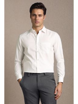 Louis Philippe - Men White Solid Full Sleeves Formal Shirt