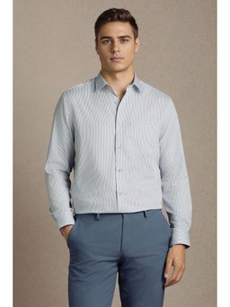 Louis Philippe - Men Grey Stripe Full Sleeves Formal Shirt