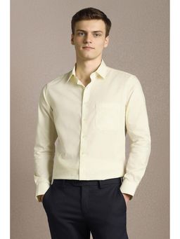 Louis Philippe - Men Yellow Textured Full Sleeves Formal Shirt