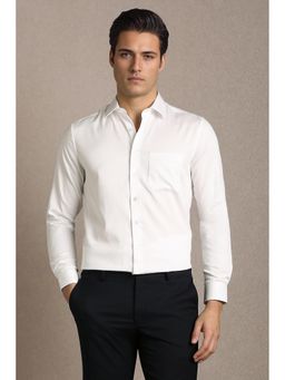 Louis Philippe - Men White Solid Full Sleeves Formal Shirt