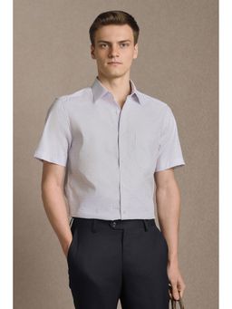 Louis Philippe - Men White Check Half Sleeves Formal Shirt