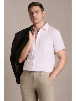 Louis Philippe - Men Pink Check Half Sleeves Formal Shirt