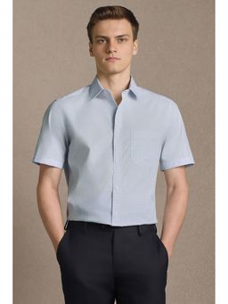 Louis Philippe - Men Light Blue Check Half Sleeves Formal Shirt