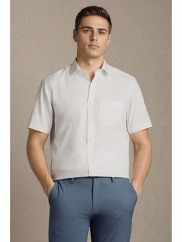 Louis Philippe - Men White Solid Half Sleeves Formal Shirt