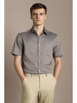 Louis Philippe - Men Grey Half Sleeves Formal Shirt