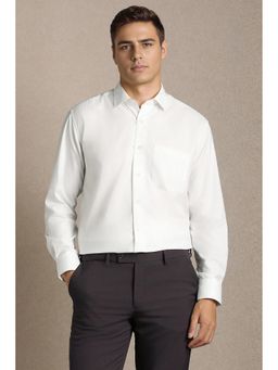 Louis Philippe - Men White Solid Full Sleeves Formal Shirt