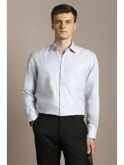 Louis Philippe - Men Grey Textured Full Sleeves Formal Shirt