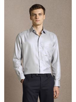 Louis Philippe - Men Grey Textured Full Sleeves Formal Shirt