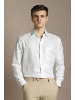 Louis Philippe - Men White Textured Full Sleeves Formal Shirt