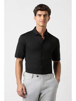 Peter England - Men Black Relaxed Fit Half Sleeves Formal Shirt