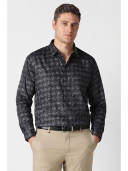 Van Heusen - Men Black Printed Full Sleeves Party Formal Shirt
