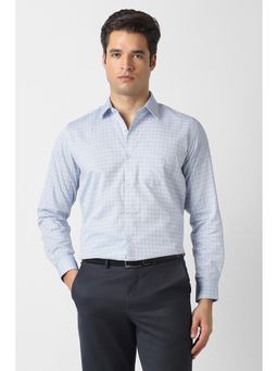 Van Heusen - Men Light Blue Check Full Sleeves Formal Shirt
