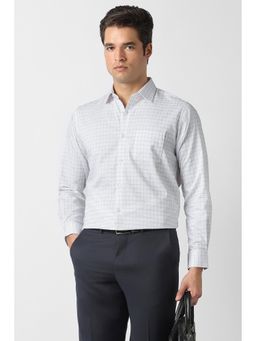 Van Heusen - Men White Check Full Sleeves Formal Shirt