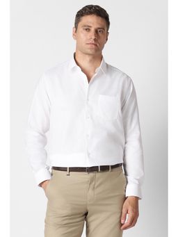 Van Heusen - Men White Solid Full Sleeves Formal Shirt