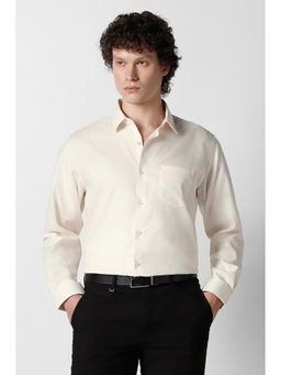 Van Heusen - Men Beige Textured Full Sleeves Formal Shirt