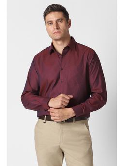 Van Heusen - Men Maroon Textured Full Sleeves Wedding Shirt