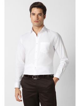 Van Heusen - Men White Solid Full Sleeves Formal Shirt