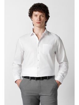 Van Heusen - Men White Solid Full Sleeves Formal Shirt