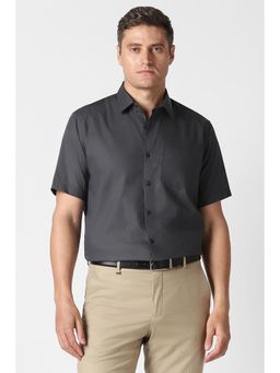 Van Heusen - Men Grey Textured Half Sleeves Wedding Shirt