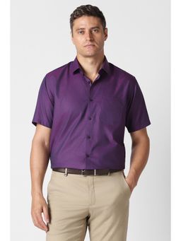 Van Heusen - Men Purple Textured Half Sleeves Wedding Shirt