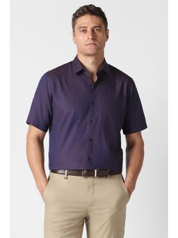 Van Heusen - Men Purple Textured Half Sleeves Wedding Shirt
