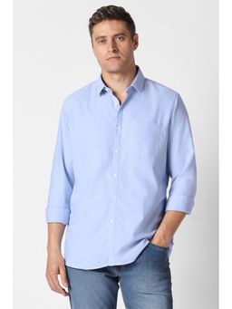 Van Heusen - Men Light Blue Solid Full Sleeves Casual Shirt