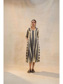 Vedika M - Beige Striped Noon Midi Dress