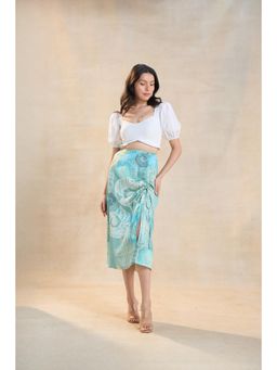 Vedika M - Aqua Ocean Drawstring Skirt with Top (Set of 2)