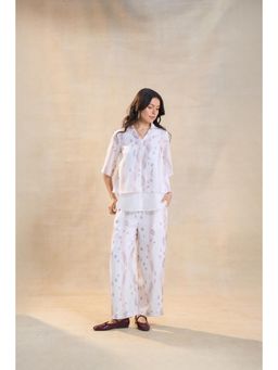 Vedika M - White Waterdrop Top with Pant (Set of 2)
