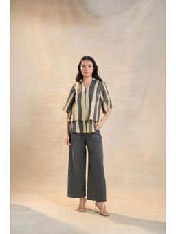 Vedika M - Grey Striped Top with Pant (Set of 2)