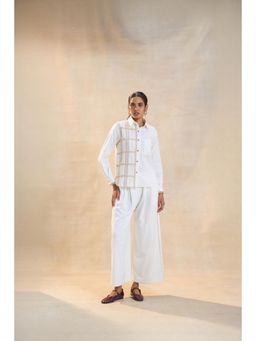 Vedika M - White Sundowner Shirt with Pant (Set of 2)