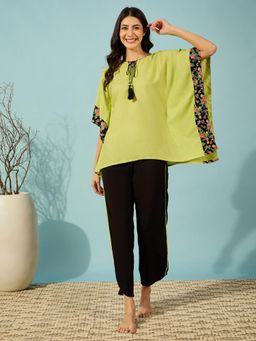 The Kaftan Company - Fluorescent Green Kaftan Top & Pant (Set of 2)