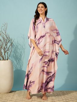 The Kaftan Company - Purple Marble Print Super Soft Kaftan Nightdress