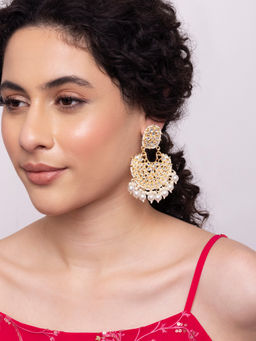 Indya - Gold Kundan Studded Chandbali Earring