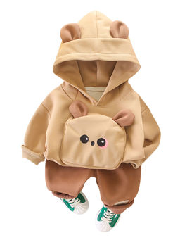 Little Surprise Box - Unisex Brown 3D Ears Hoodie and Jogger Kids (Set of 2)