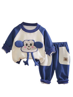 Little Surprise Box - Unisex Blue 3D Monkey Face Track Suit (Set of 2)