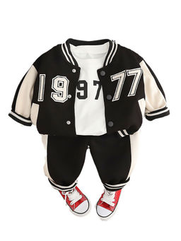Little Surprise Box - Unisex Black 1977 Varsity Jacket Styled Track Suit (Set of 3)