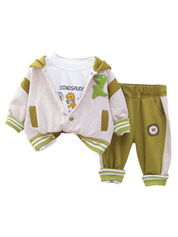 Little Surprise Box - Unisex Green Dino Broach Jacket Track Suit (Set of 3)