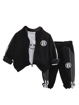 Little Surprise Box - Unisex Black Letter B Monogram Track Suit (Set of 3)