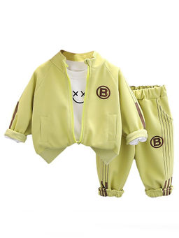 Little Surprise Box - Unisex Light Green Letter B Monogram Track Suit (Set of 3)