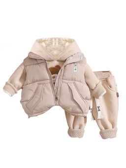 Little Surprise Box - Unisex Cream Puffer Jacket & Matching Track Suit (Set of 3)