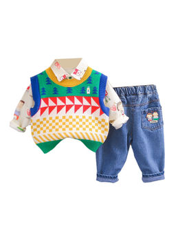 Little Surprise Box - Unisex Multicolour Sweater Shirt & Jeans (Set of 3)