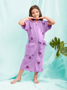 LacyLook - Terry Cotton Absorbent Premium Kids Bathrobe with Belt-Lavender