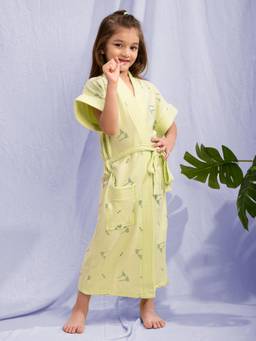 LacyLook - Terry Cotton Absorbent Premium Kids Bathrobe with Belt-Yellow